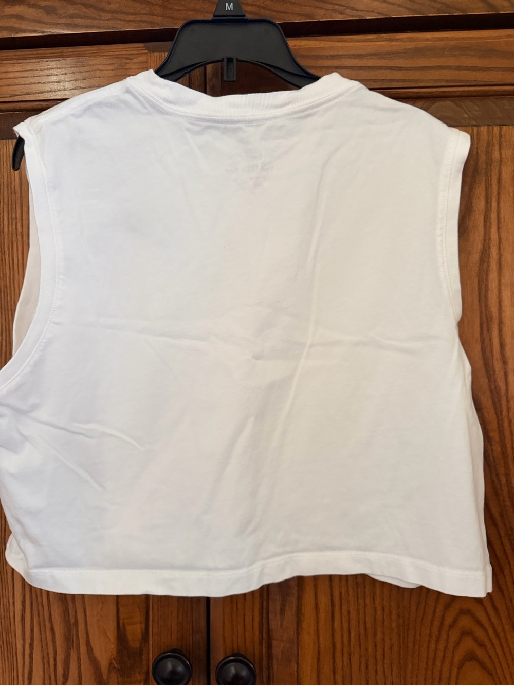 Nike White Cropped Muscle Tank with Black Logo - Picture 3 of 3
